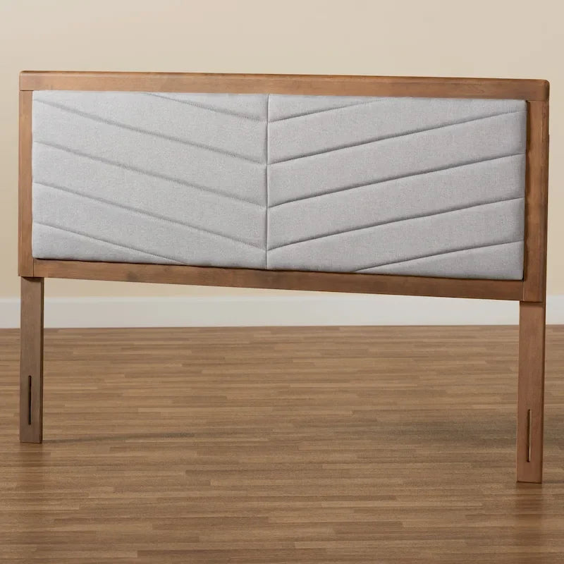 Tête de lit moderne capitonnée en tissu à chevrons - Gris clair