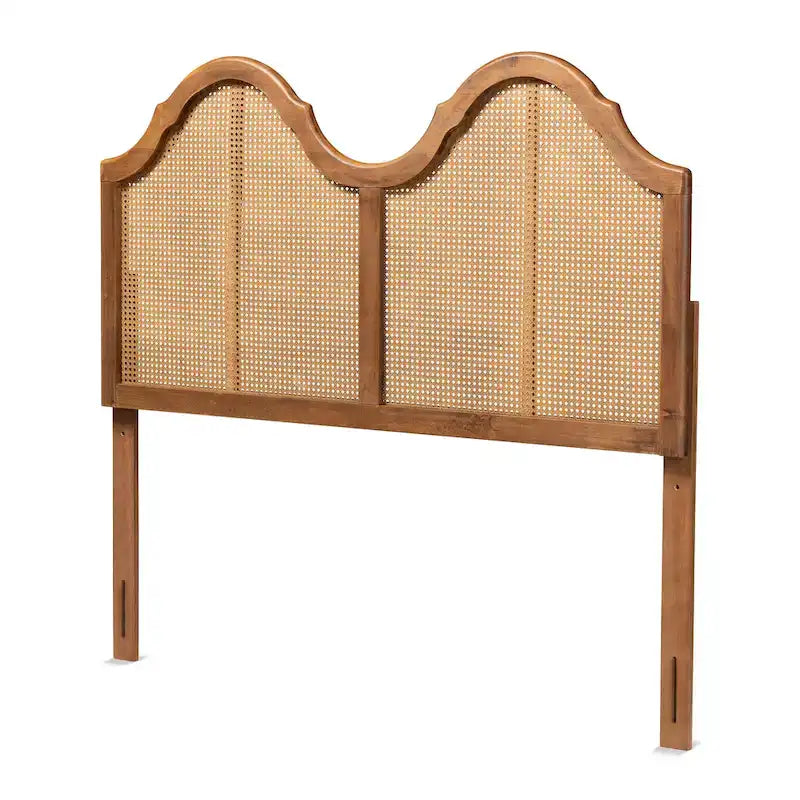 Tête de lit en rotin tressé à double arche Noyer cendré – Lit double, grand lit et très grand lit