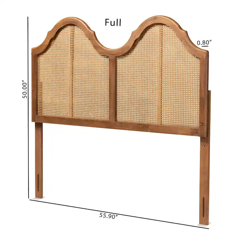 Tête de lit en rotin tressé à double arche Noyer cendré – Lit double, grand lit et très grand lit
