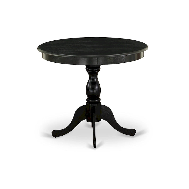 Table à manger ronde sur pied en bois massif de 36 pouces – Plusieurs finitions