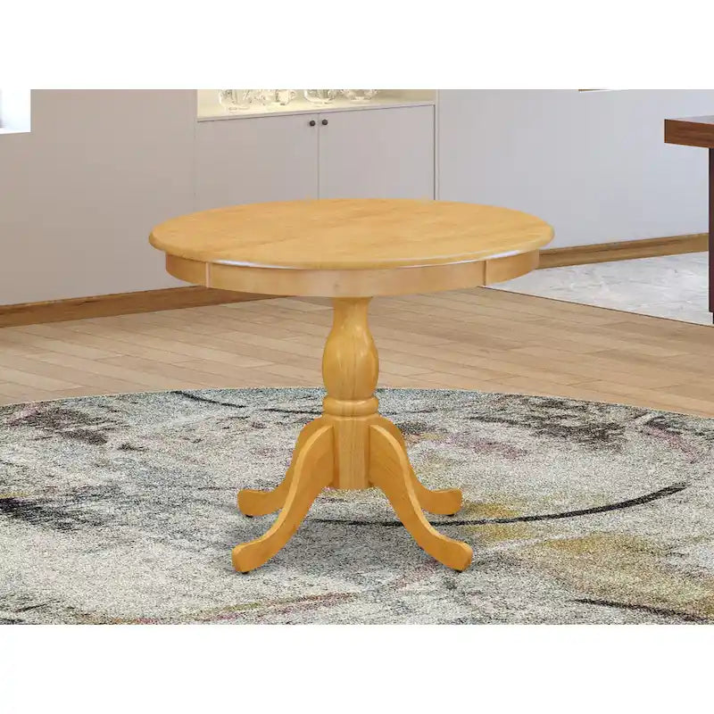 Table à manger ronde sur pied en bois massif de 36 pouces – Plusieurs finitions
