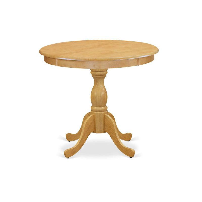 Table à manger ronde sur pied en bois massif de 36 pouces – Plusieurs finitions
