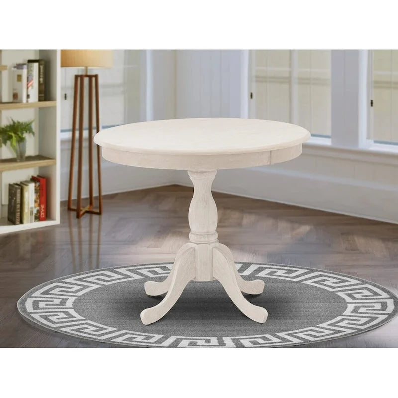 Table à manger ronde sur pied en bois massif de 36 pouces – Plusieurs finitions