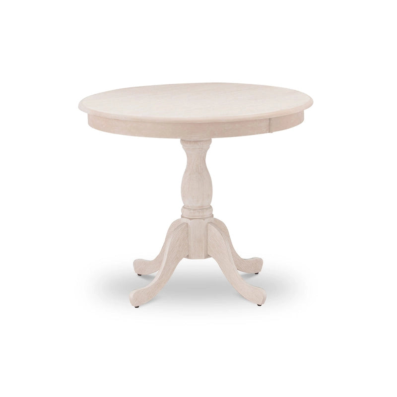 Table à manger ronde sur pied en bois massif de 36 pouces – Plusieurs finitions