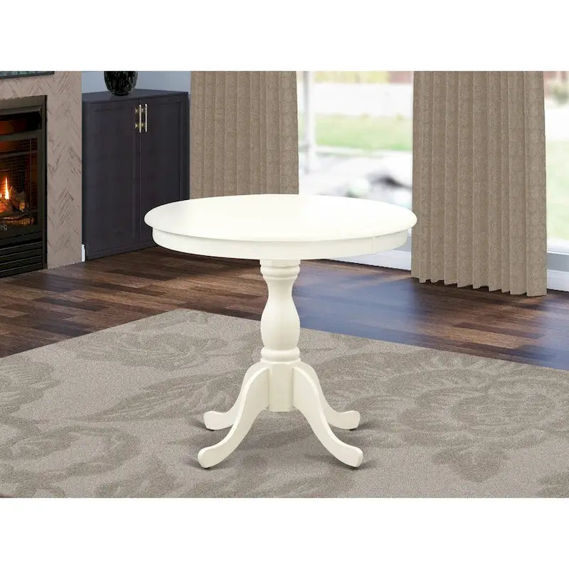 Table à manger ronde sur pied en bois massif de 36 pouces – Plusieurs finitions