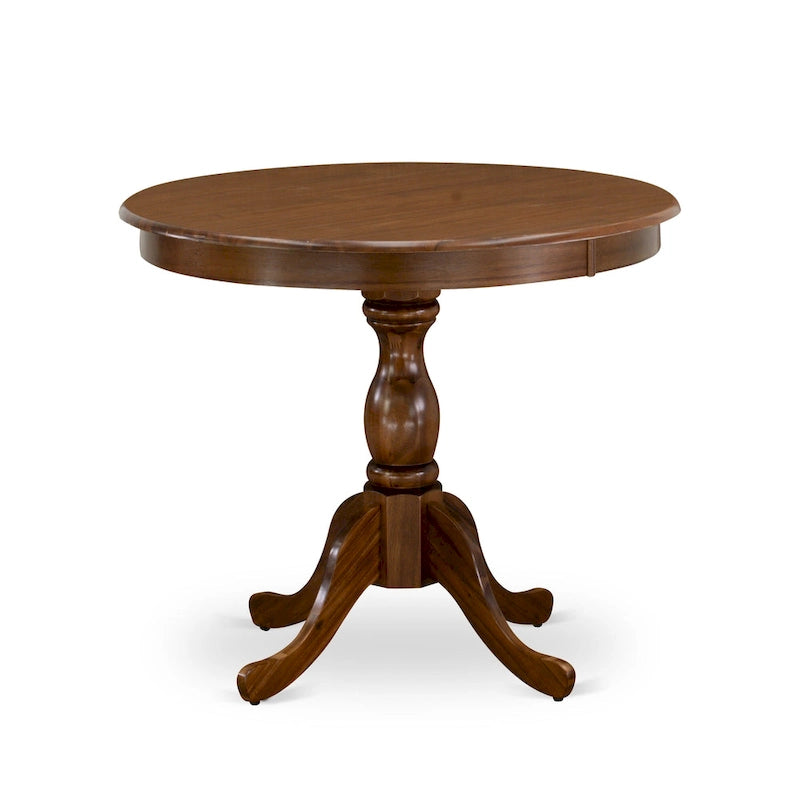 Table à manger ronde sur pied en bois massif de 36 pouces – Plusieurs finitions