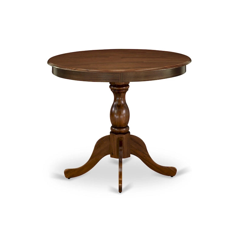 Table à manger ronde sur pied en bois massif de 36 pouces – Plusieurs finitions
