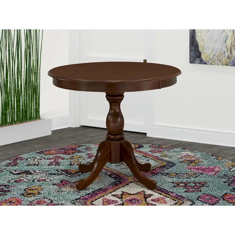 Table à manger ronde sur pied en bois massif de 36 pouces – Plusieurs finitions