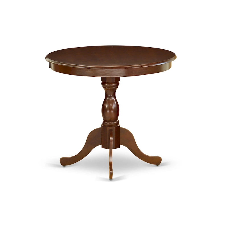 Table à manger ronde sur pied en bois massif de 36 pouces – Plusieurs finitions