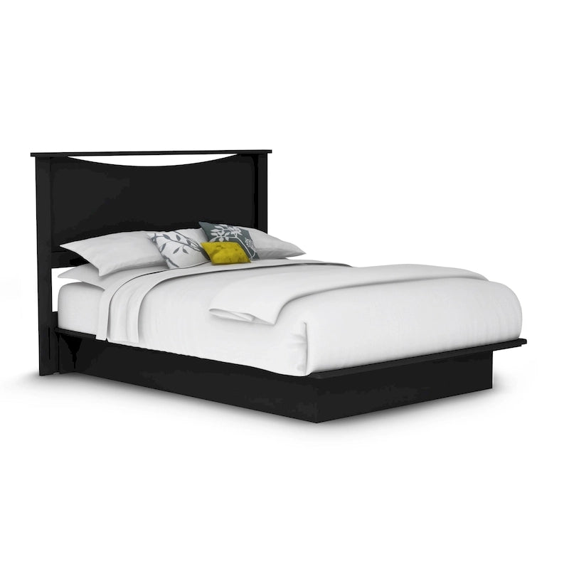 Lit plateforme Queen avec tête de lit intégrée et rangement sous le lit