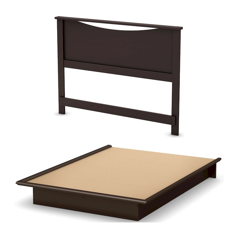 Lit plateforme Queen avec tête de lit intégrée et rangement sous le lit