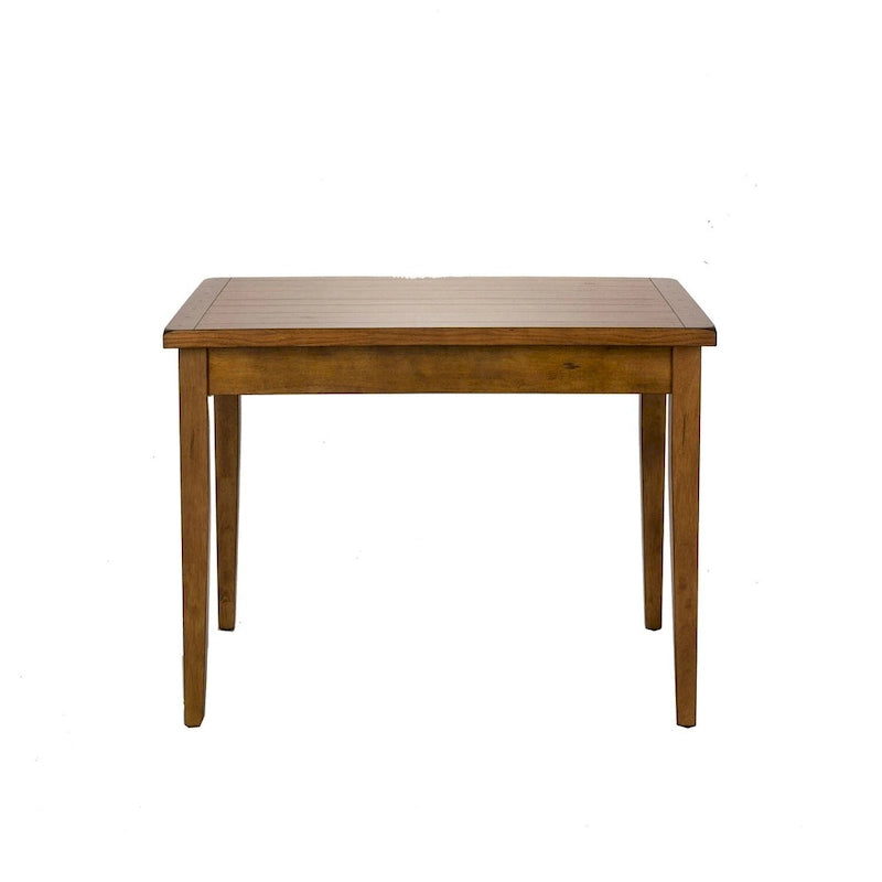 Table de salle à manger rectangulaire en chêne rustique avec plateau à lattes et pieds fuselés