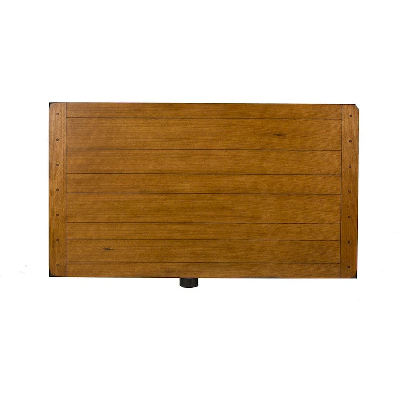 Table de salle à manger rectangulaire en chêne rustique avec plateau à lattes et pieds fuselés