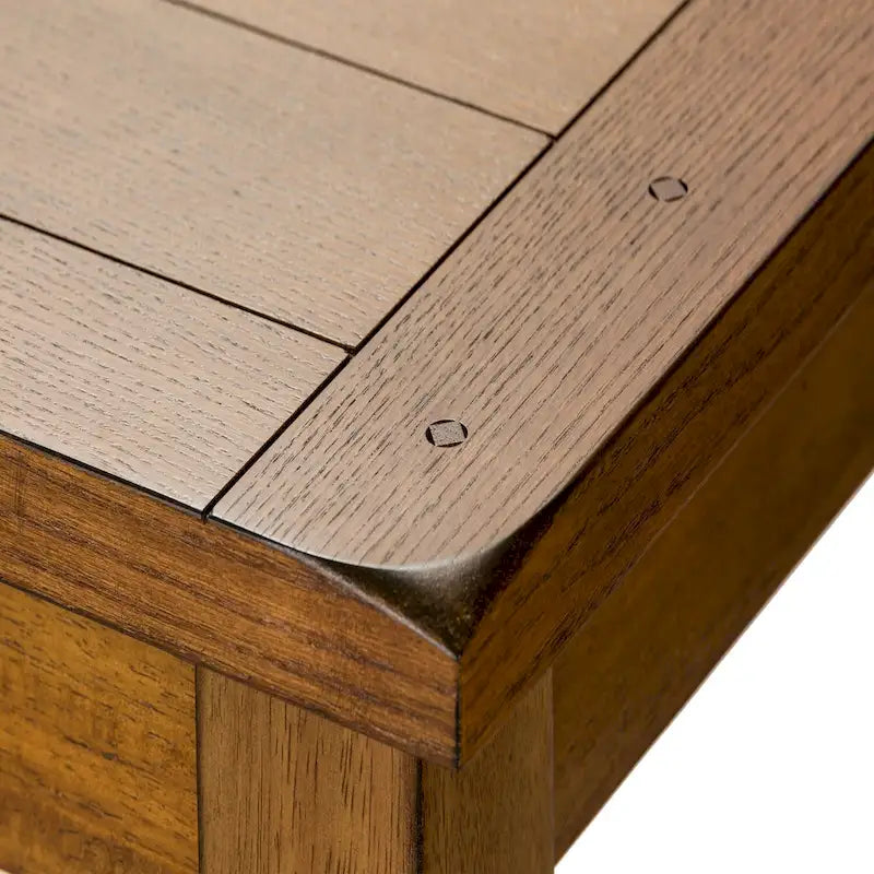 Table de salle à manger rectangulaire en chêne rustique avec plateau à lattes et pieds fuselés
