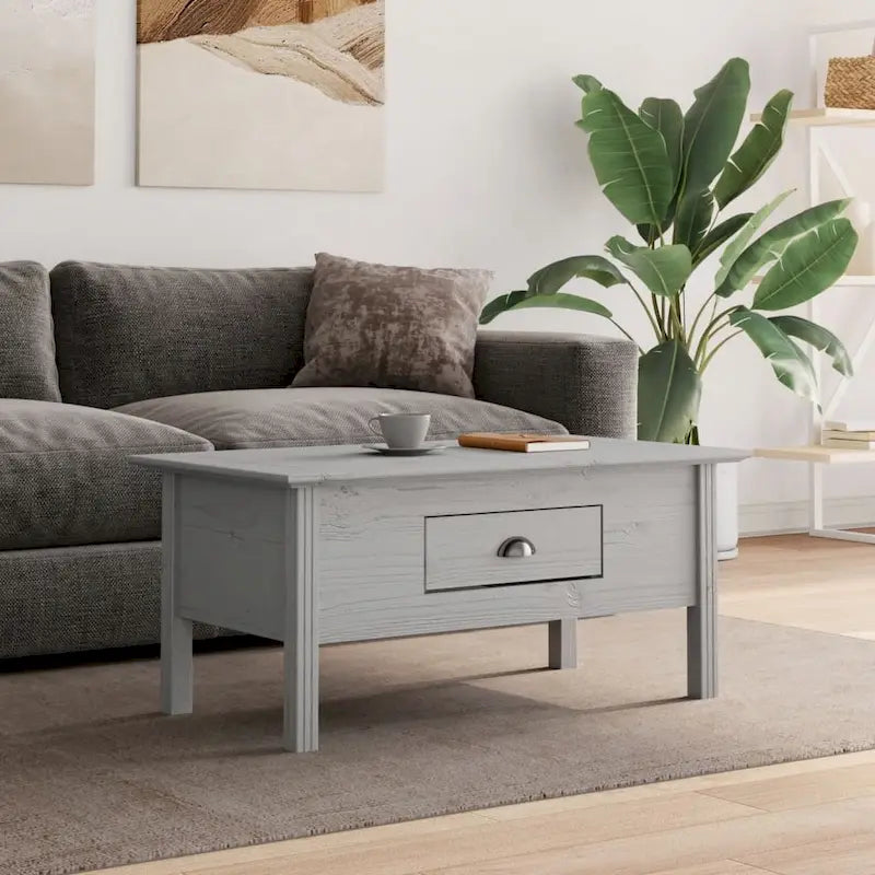 Table basse en pin massif style français avec tiroir - 100 cm
