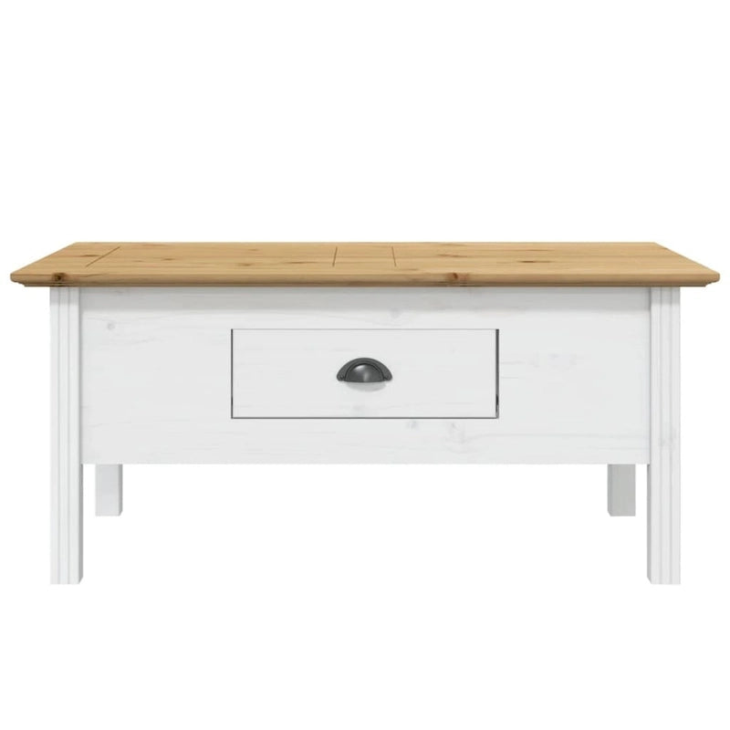 Table basse en pin massif style français avec tiroir - 100 cm