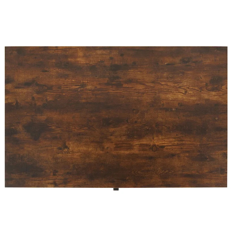 Table basse rectangulaire effet bois avec pieds fins en métal noir
