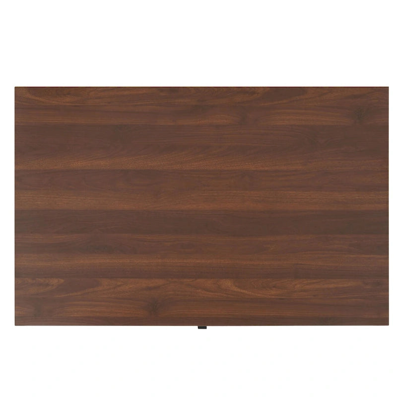 Table basse rectangulaire effet bois avec pieds fins en métal noir