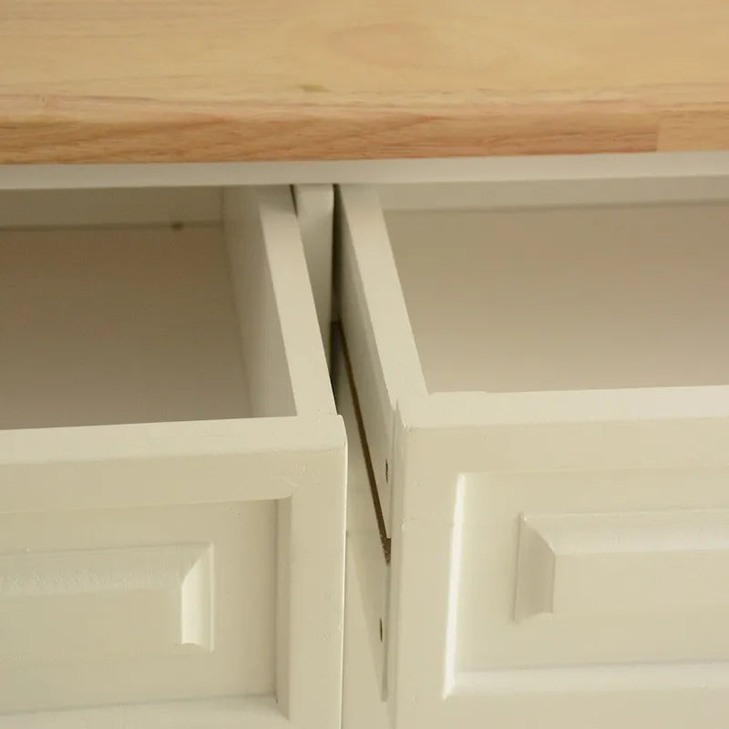 Dessertes de cuisine roulantes avec plan de travail en bois massif, tiroirs et placards de rangement