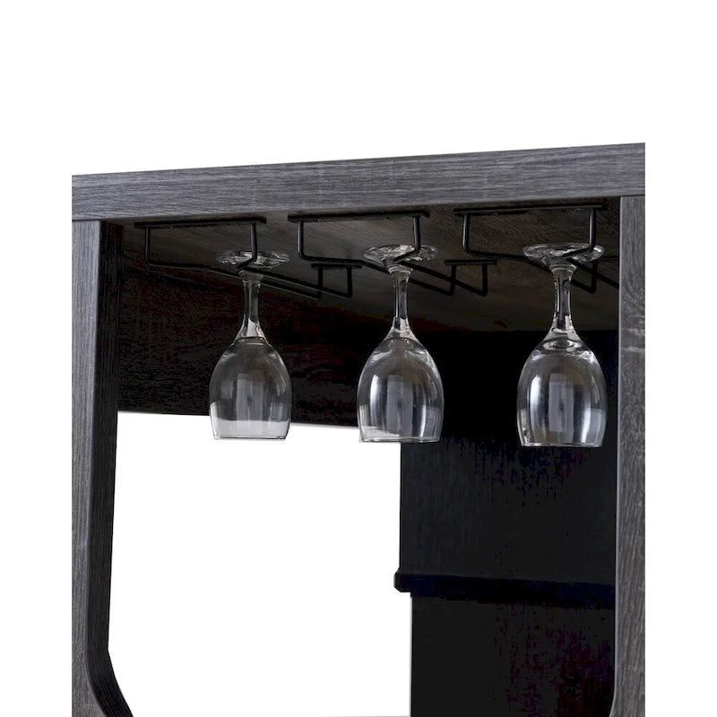Table de Bar Maison avec Étagères Latérales à 3 Niveaux et 6 Supports à Verres à Vin
