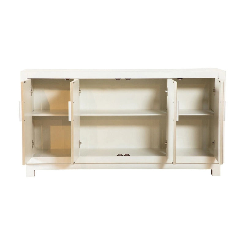 Buffet console quatre portes de 60 pouces avec panneaux décoratifs or et blanc