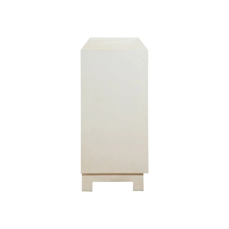Buffet console quatre portes de 60 pouces avec panneaux décoratifs or et blanc
