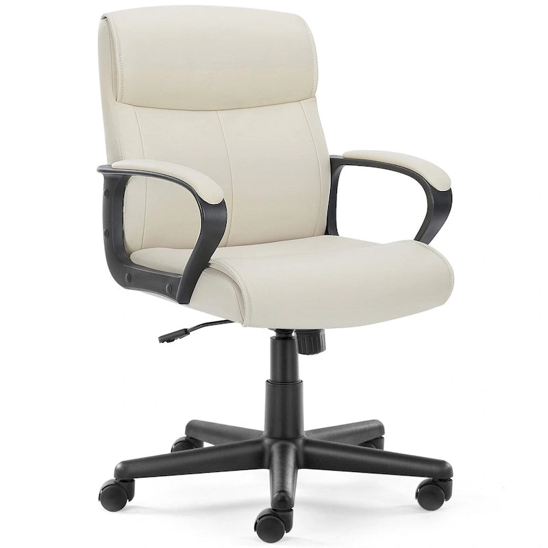 Chaise de bureau ergonomique en similicuir PU avec accoudoirs rembourrés et hauteur réglable