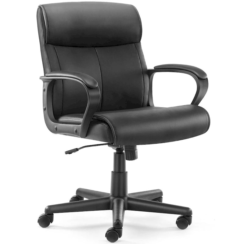 Chaise de bureau ergonomique en similicuir PU avec accoudoirs rembourrés et hauteur réglable