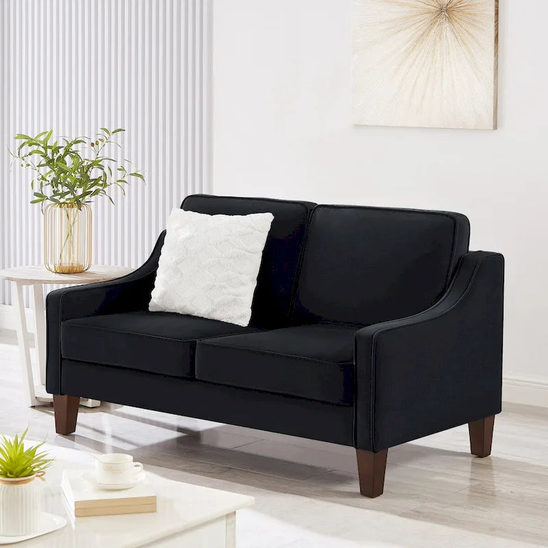 Causeuse moderne en velours avec accoudoirs carrés - 2 places