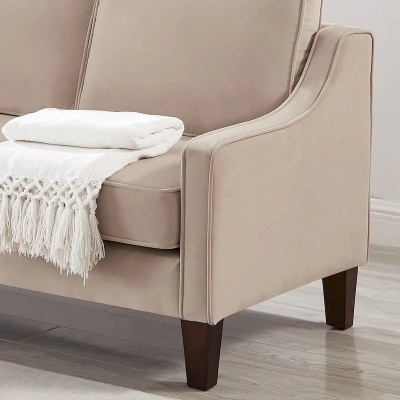Causeuse moderne en velours avec accoudoirs carrés - 2 places
