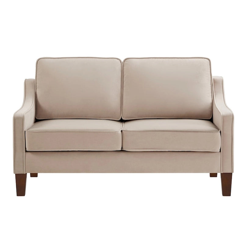 Causeuse moderne en velours avec accoudoirs carrés - 2 places