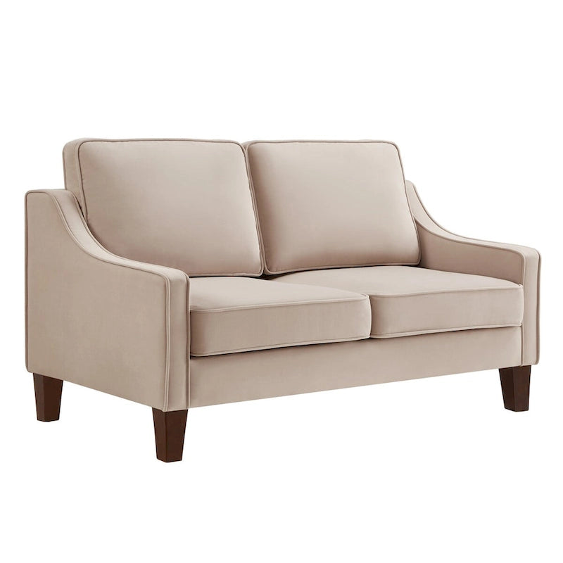 Causeuse moderne en velours avec accoudoirs carrés - 2 places