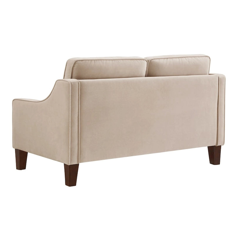 Causeuse moderne en velours avec accoudoirs carrés - 2 places