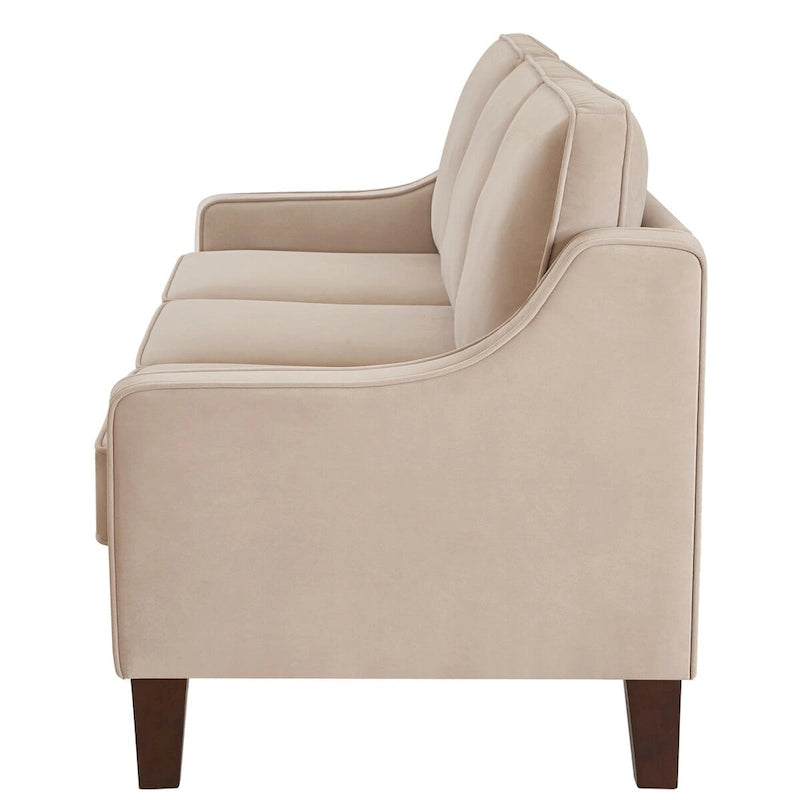 Causeuse moderne en velours avec accoudoirs carrés - 2 places