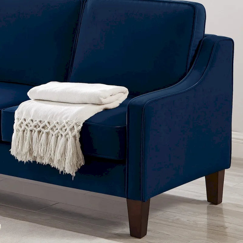 Causeuse moderne en velours avec accoudoirs carrés - 2 places