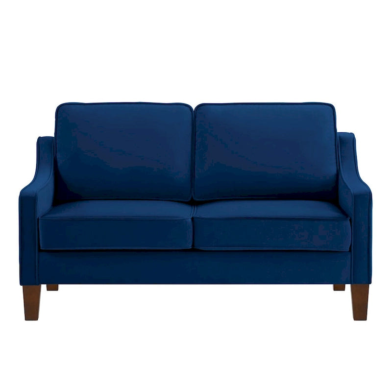 Causeuse moderne en velours avec accoudoirs carrés - 2 places