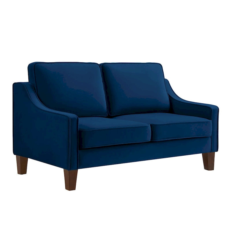 Causeuse moderne en velours avec accoudoirs carrés - 2 places
