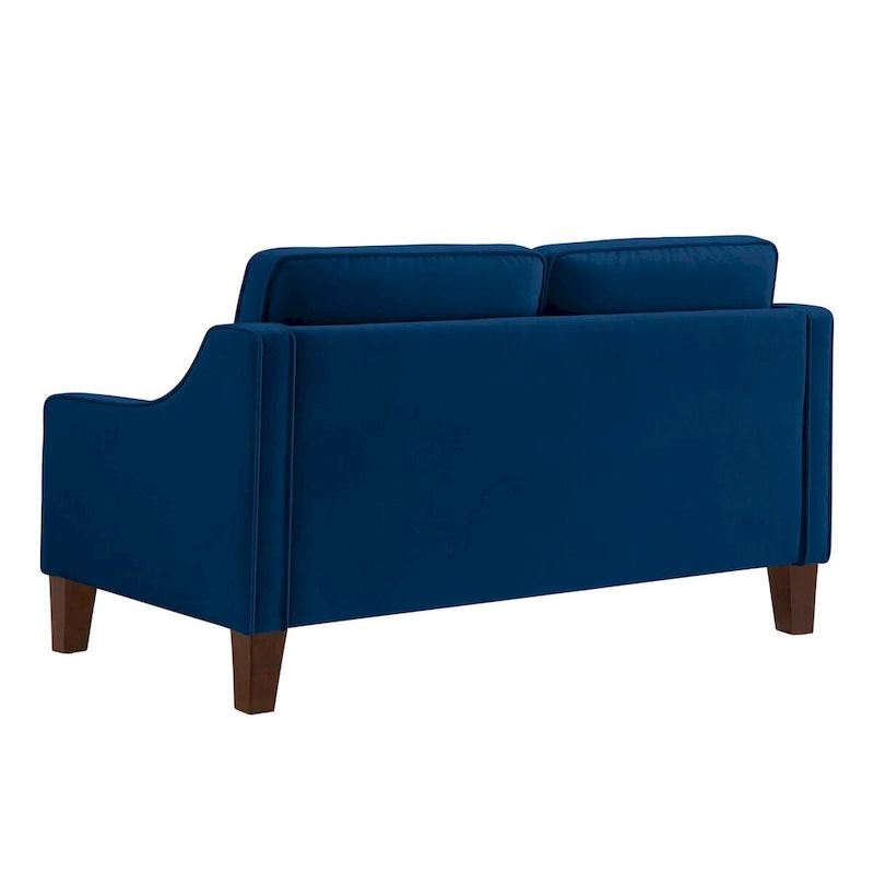 Causeuse moderne en velours avec accoudoirs carrés - 2 places