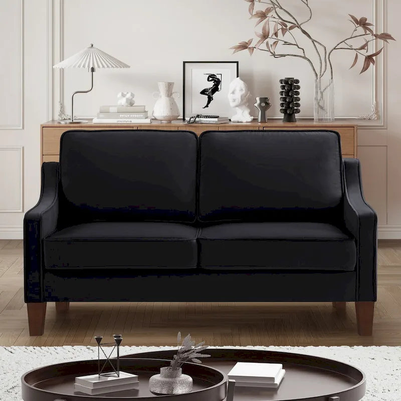 Causeuse moderne en velours avec accoudoirs carrés - 2 places