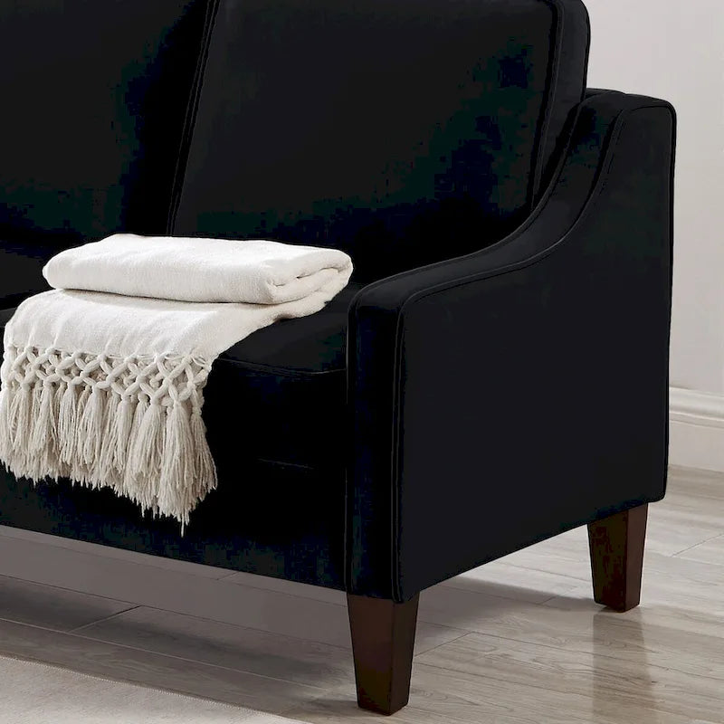 Causeuse moderne en velours avec accoudoirs carrés - 2 places