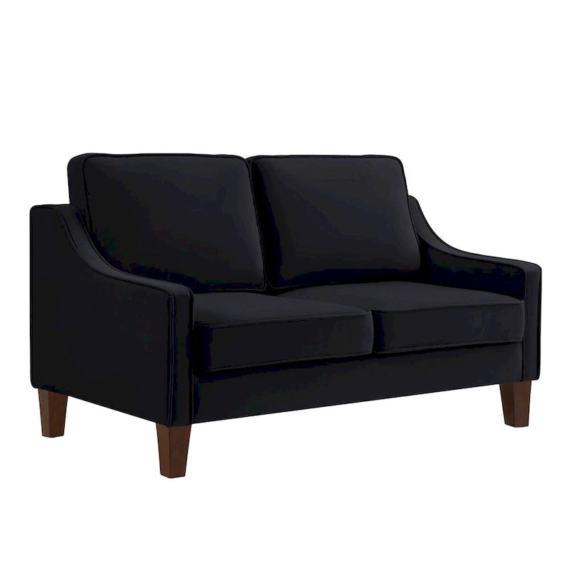 Causeuse moderne en velours avec accoudoirs carrés - 2 places