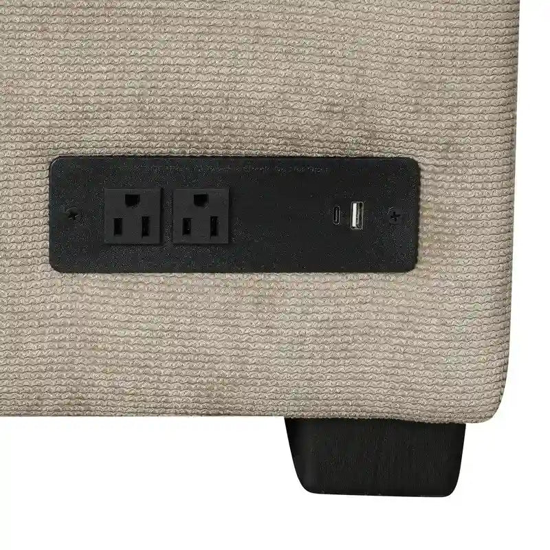 Canapé-lit convertible d'angle avec roulettes, ports USB et prises de courant