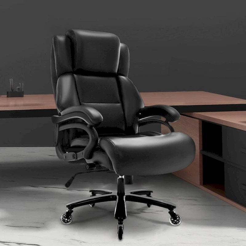 Chaise de bureau ergonomique à dossier haut avec support lombaire réglable et roulettes