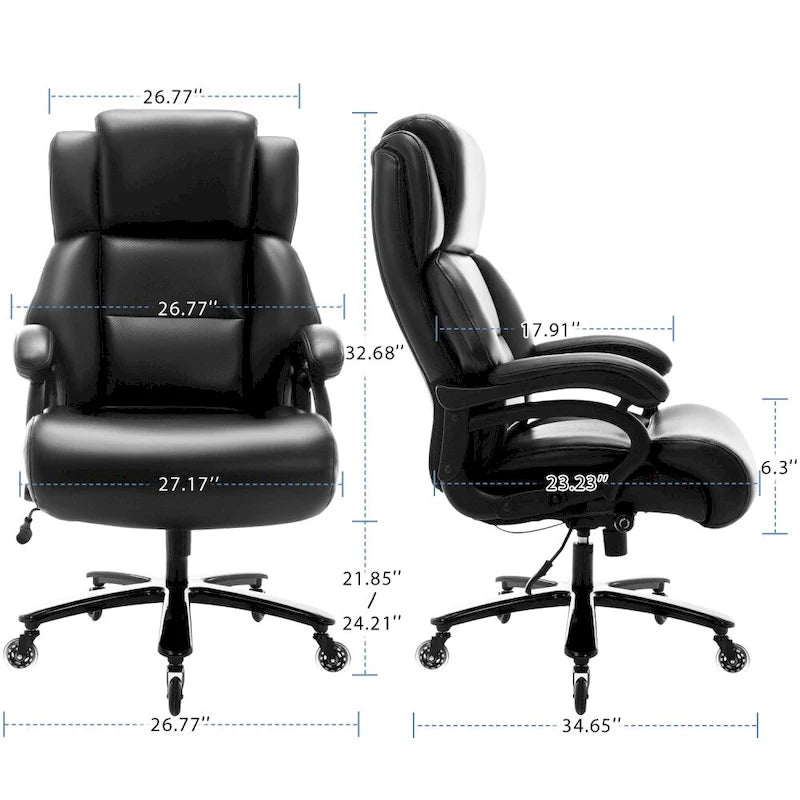 Chaise de bureau ergonomique à dossier haut avec support lombaire réglable et roulettes