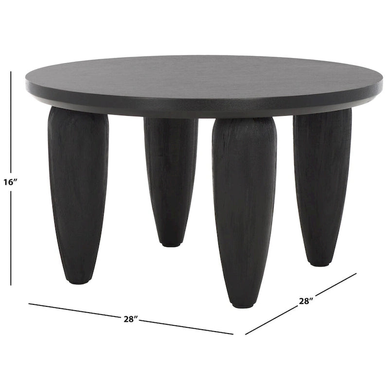 Table basse carrée moderne avec pieds dorés – Noire, 71 cm