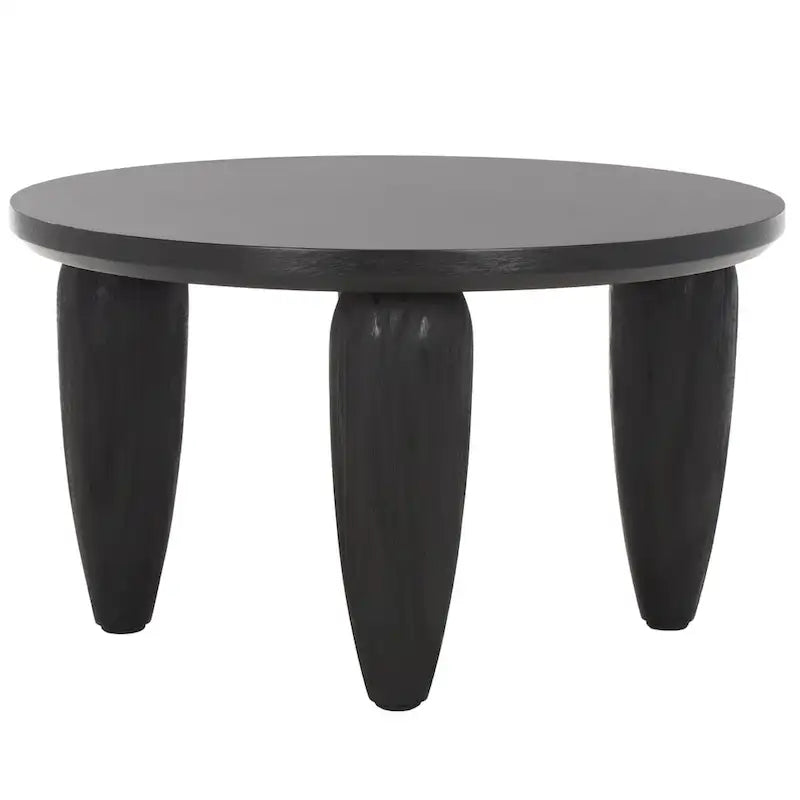 Table basse carrée moderne avec pieds dorés – Noire, 71 cm