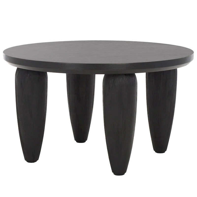 Table basse carrée moderne avec pieds dorés – Noire, 71 cm