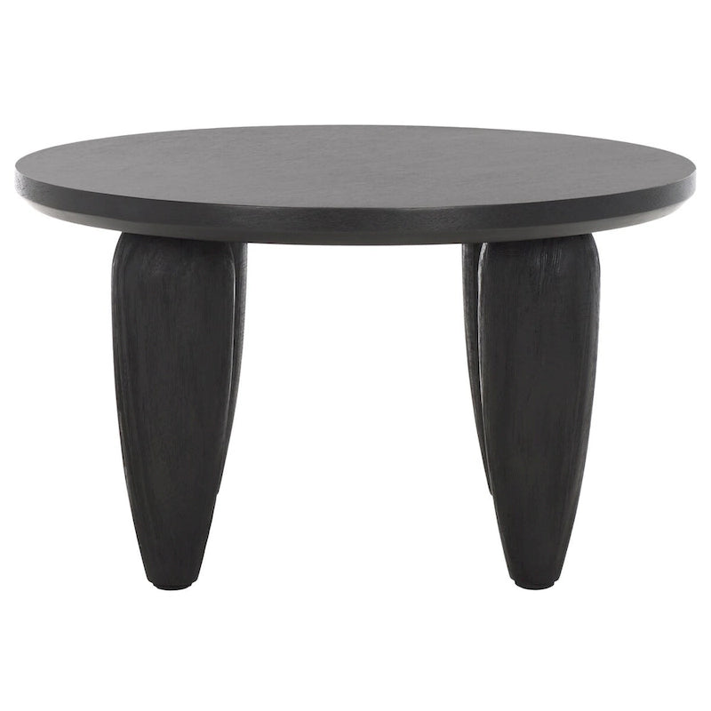 Table basse carrée moderne avec pieds dorés – Noire, 71 cm