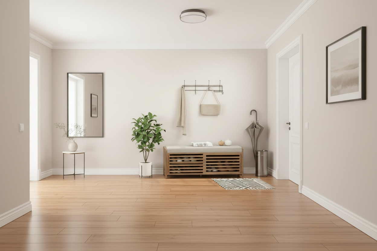 Wider angle entryway bench